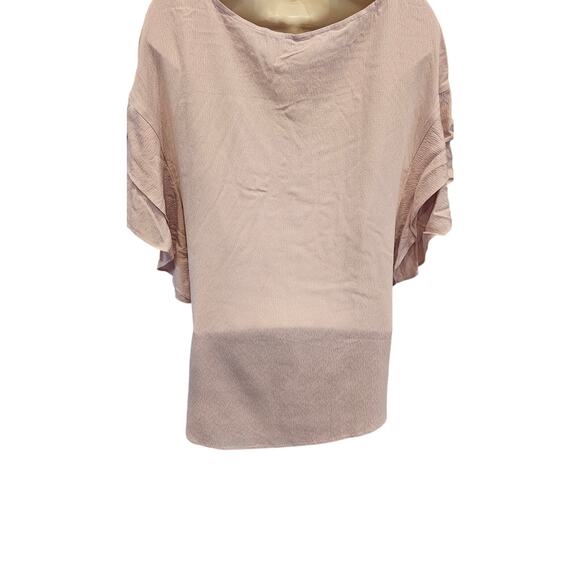 NWT Chicos 1 (M) pink Flutter sleeve shirt career casual comfort minimalist NEW - Picture 2 of 7